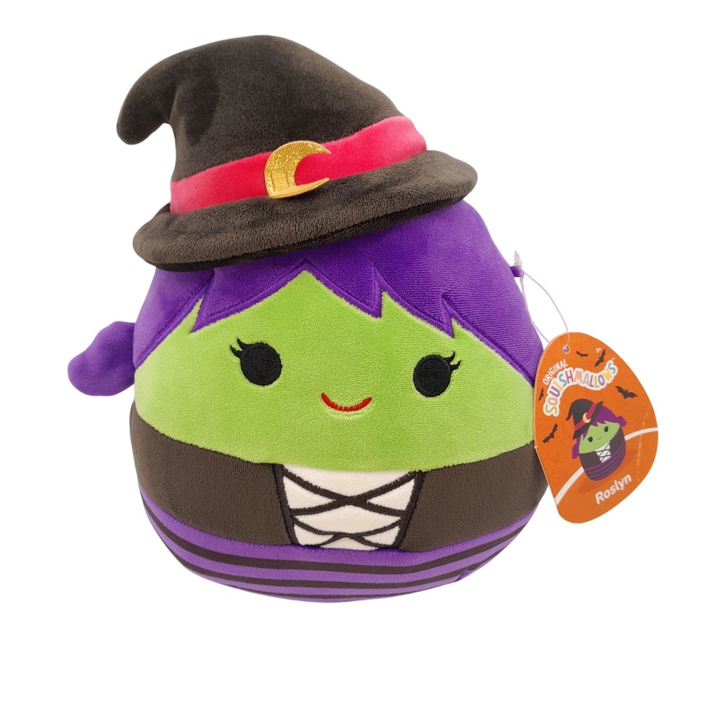 Squishmallows Roslyn the Witch 8 Inch Halloween Plush Kellytoy Green Purple